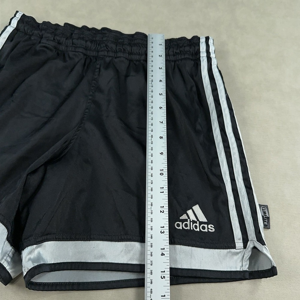 Adidas Vintage Rare Soccer Shorts Silky Dazzle Black White Climalite Men's Small - Picture 6 of 10